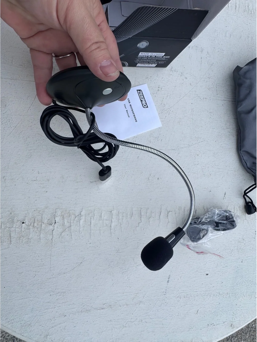 ZekPro USB Computer Microphone Gooseneck Desktop Mic w Box Bag Windscreens